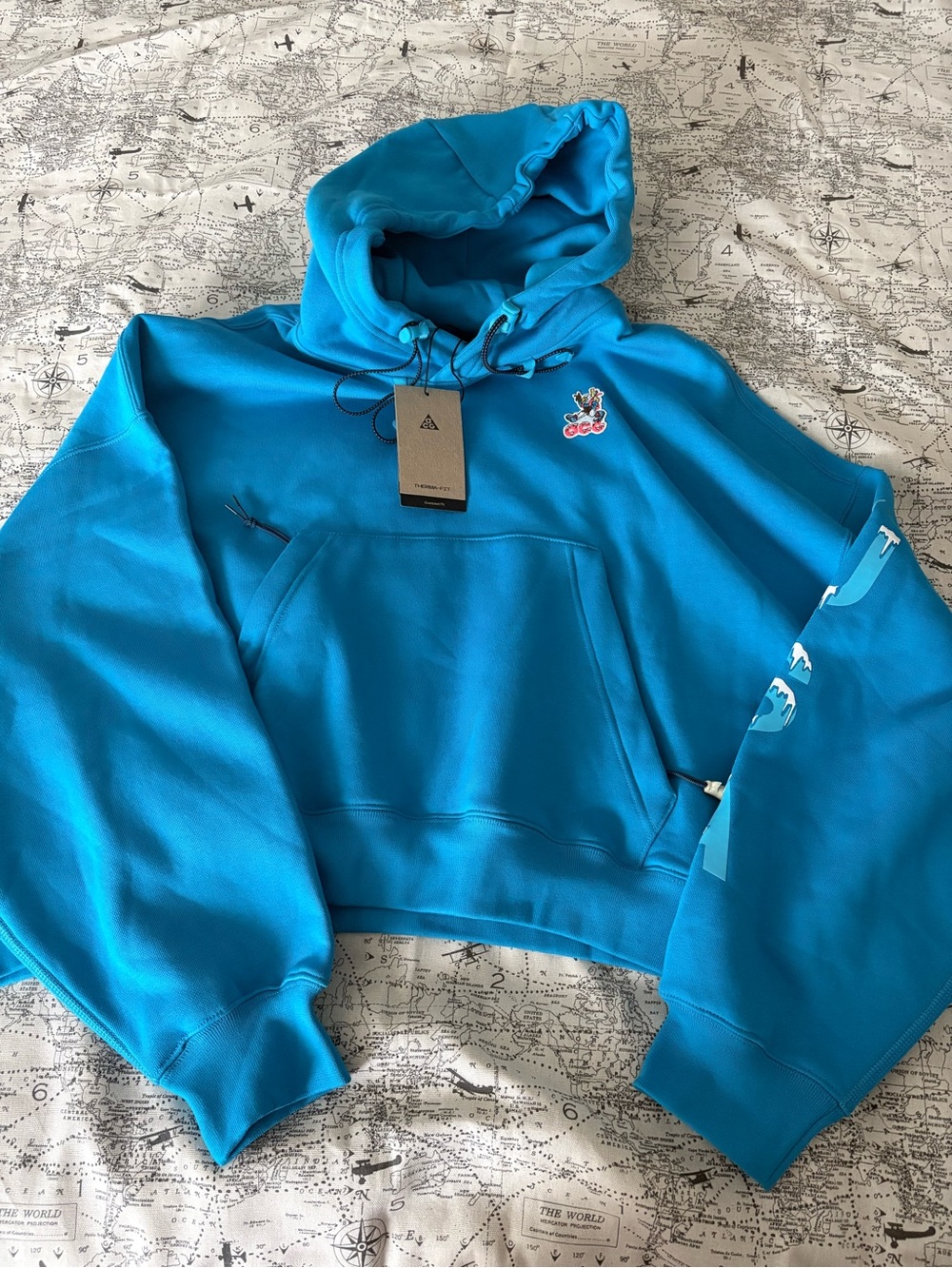 Nike ACG Bright Blue Cropped Hooded Sweatshirt